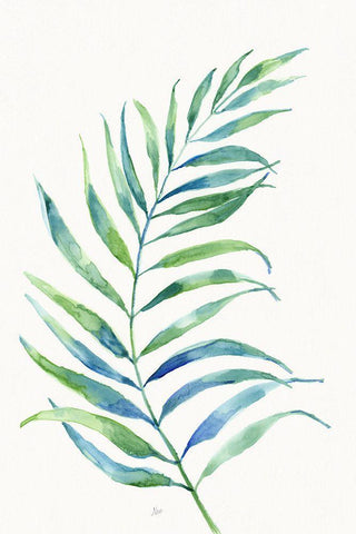 Aqua Frond I Black Ornate Wood Framed Art Print with Double Matting by Nan