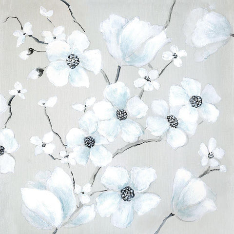 Fantasy Dogwood White Modern Wood Framed Art Print with Double Matting by Tava Studios