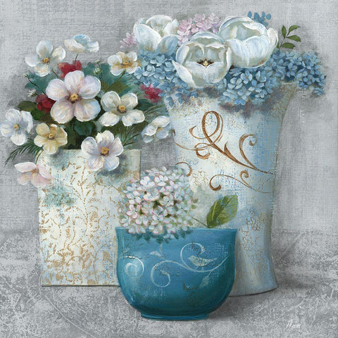 Chic Bouquet Bouquet I Gold Ornate Wood Framed Art Print with Double Matting by Nan