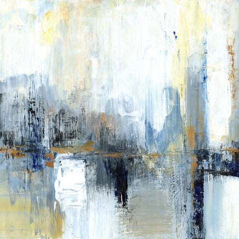 Sweeping City I White Modern Wood Framed Art Print with Double Matting by Tava Studios