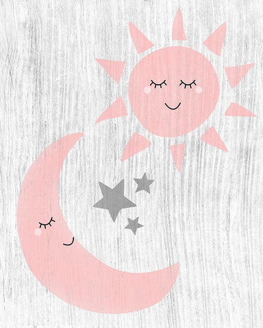 Sun and Moon White Modern Wood Framed Art Print with Double Matting by CAD Designs