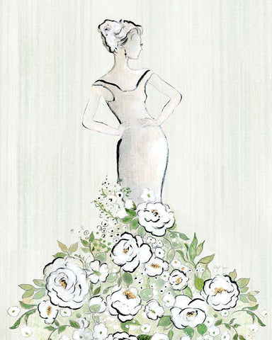 Fashion Floral Figurative White Modern Wood Framed Art Print with Double Matting by Tava Studios