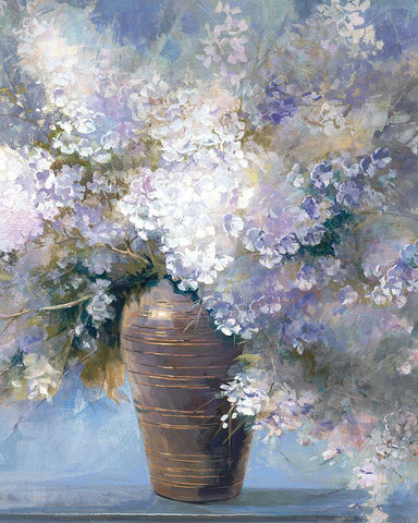 Lavender Explosion Revisited White Modern Wood Framed Art Print with Double Matting by Ichikawa, Yumiko