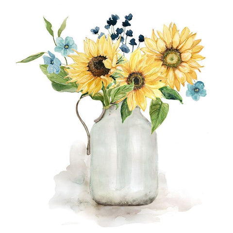 Sunflower Day I White Modern Wood Framed Art Print by Finn, Livi
