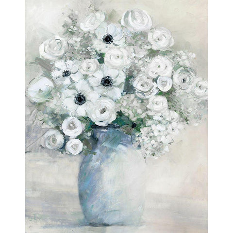 White Anemone Black Modern Wood Framed Art Print with Double Matting by Swatland, Sally