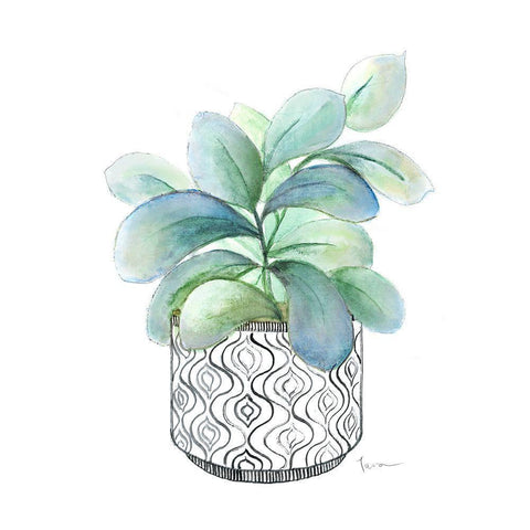 Modern Botany Blue III White Modern Wood Framed Art Print with Double Matting by Tava Studios