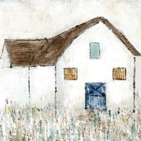 Country Barn I White Modern Wood Framed Art Print with Double Matting by Tava Studios