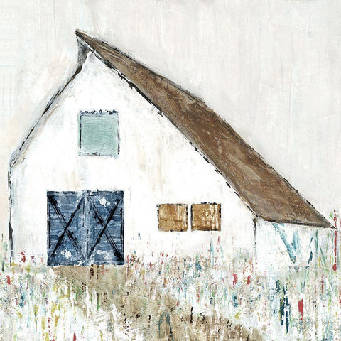 Country Barn II White Modern Wood Framed Art Print with Double Matting by Tava Studios