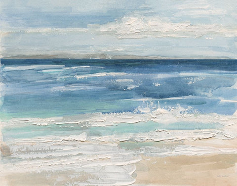 Ocean Waves I White Modern Wood Framed Art Print with Double Matting by Swatland, Sally