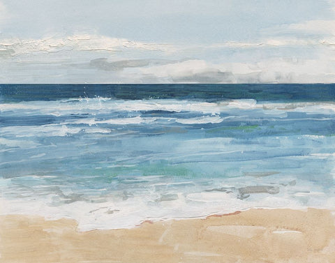 Ocean Waves II White Modern Wood Framed Art Print with Double Matting by Swatland, Sally