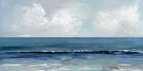 Blue Seas White Modern Wood Framed Art Print with Double Matting by Swatland, Sally