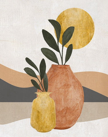 Adobe Moon II White Modern Wood Framed Art Print with Double Matting by Tava Studios