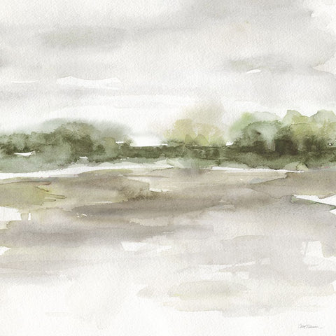 Treeline View White Modern Wood Framed Art Print with Double Matting by Robinson, Carol