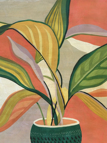 Potted Bird of Paradise White Modern Wood Framed Art Print with Double Matting by Robinson, Carol