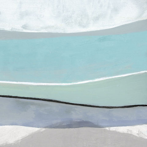 Tidal Current II White Modern Wood Framed Art Print with Double Matting by Tava Studios