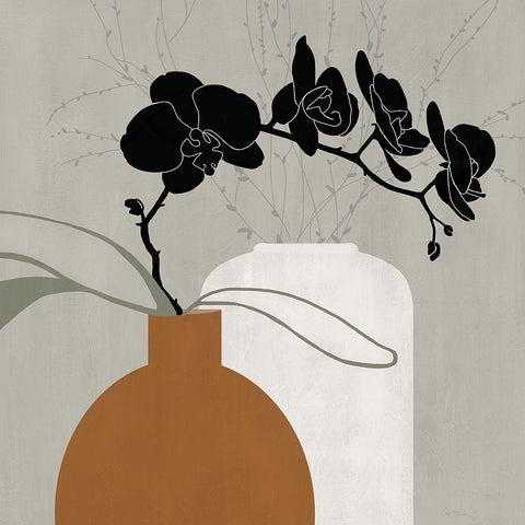 Orchid Style White Modern Wood Framed Art Print with Double Matting by Robinson, Carol