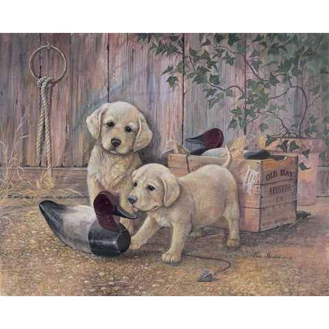 Grandpas Decoys White Modern Wood Framed Art Print by Manning, Ruane