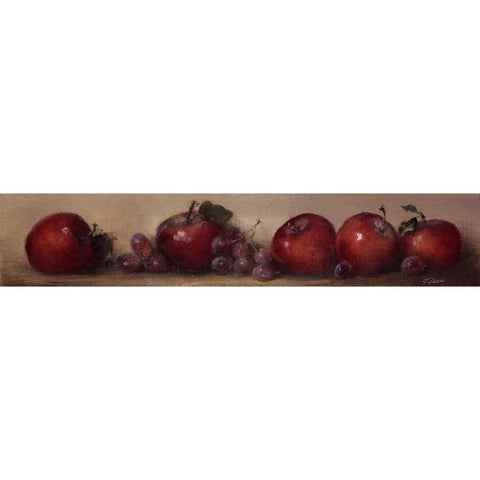 Apples and Grapes White Modern Wood Framed Art Print by Levin, Judith