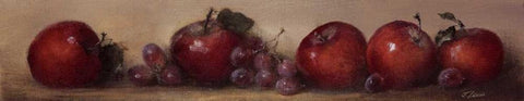 Apples and Grapes Black Ornate Wood Framed Art Print with Double Matting by Levin, Judith