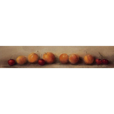 Apricots and Cherries White Modern Wood Framed Art Print by Levin, Judith