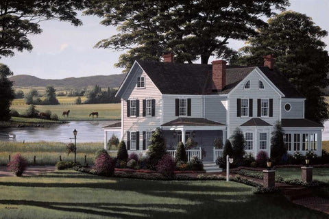 The Country Inn Black Ornate Wood Framed Art Print with Double Matting by Saunders, Bill