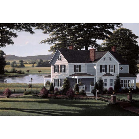 The Country Inn White Modern Wood Framed Art Print by Saunders, Bill