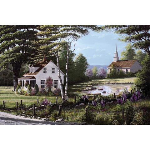 Wildflowers White Modern Wood Framed Art Print by Saunders, Bill