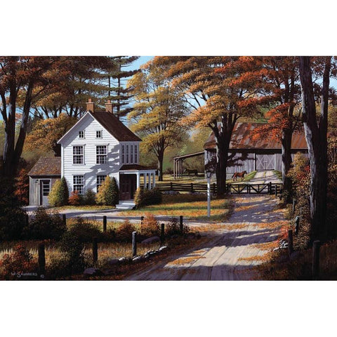 Rustling Leaves White Modern Wood Framed Art Print by Saunders, Bill
