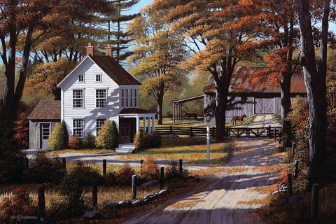 Rustling Leaves Black Ornate Wood Framed Art Print with Double Matting by Saunders, Bill