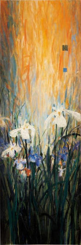 Golden Winged Garden I White Modern Wood Framed Art Print with Double Matting by Li-Leger, Don