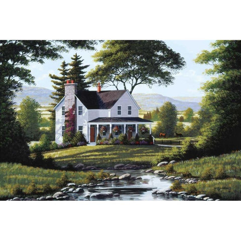Serenity White Modern Wood Framed Art Print by Saunders, Bill