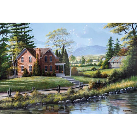 Fields of Gold and Green White Modern Wood Framed Art Print by Saunders, Bill