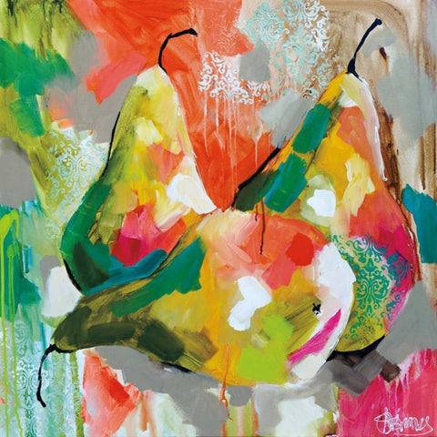 Sunlit Pears White Modern Wood Framed Art Print by Brooks, Amanda J.