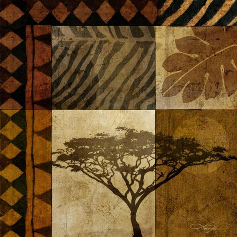Acacia Sunrise I Black Modern Wood Framed Art Print by Mallett, Keith
