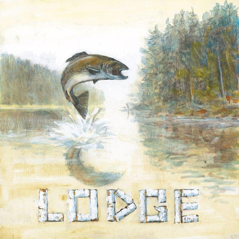 Lodge White Modern Wood Framed Art Print with Double Matting by Fisk, Arnie