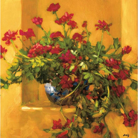 Ivy Geraniums White Modern Wood Framed Art Print by Craig, Philip