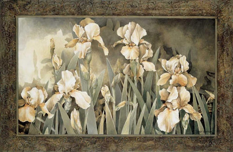 Field of Irises White Modern Wood Framed Art Print with Double Matting by Thompson, Linda