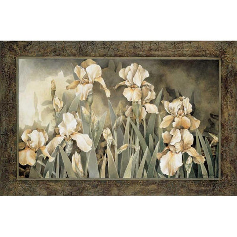 Field of Irises White Modern Wood Framed Art Print by Thompson, Linda