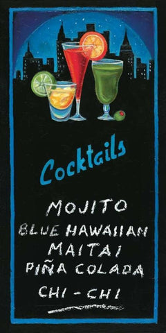 Cocktails White Modern Wood Framed Art Print with Double Matting by Rafuse, Will