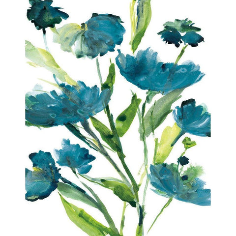 Blueberry Blooms II Black Modern Wood Framed Art Print by Frank, Assaf