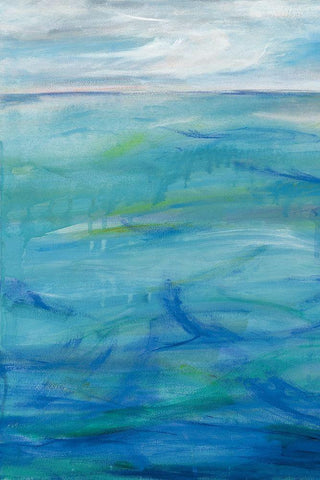 Deep Blue I White Modern Wood Framed Art Print with Double Matting by Eider, Georgia