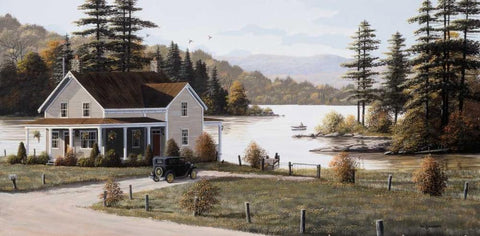 Out on the Lake White Modern Wood Framed Art Print with Double Matting by Saunders, Bill