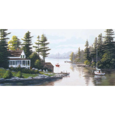 Cottage Country White Modern Wood Framed Art Print by Saunders, Bill