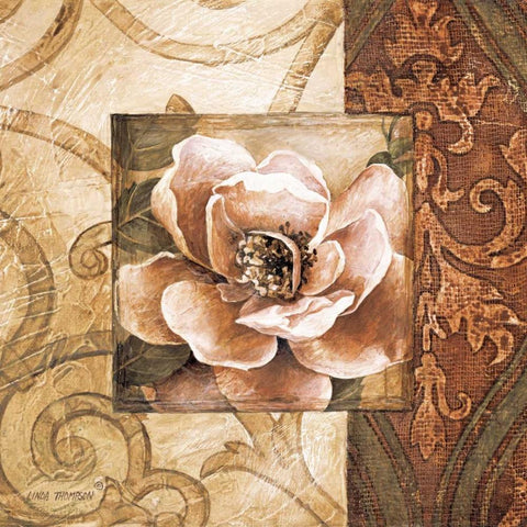 Linen Roses II White Modern Wood Framed Art Print by Thompson, Linda
