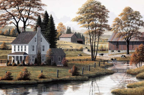 Autumn Grazing Black Ornate Wood Framed Art Print with Double Matting by Saunders, Bill