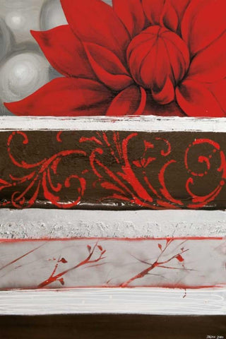 Sumptuous Red Black Ornate Wood Framed Art Print with Double Matting by Copley, Jasmin Zara
