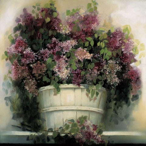 Lilac Gathering White Modern Wood Framed Art Print by Dern, Andrea