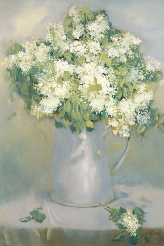 White Lilacs White Modern Wood Framed Art Print with Double Matting by Dern, Andrea