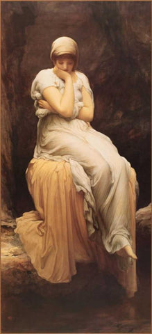 Solitude White Modern Wood Framed Art Print with Double Matting by Leighton, Lord Frederic