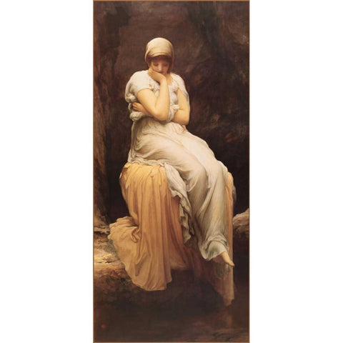 Solitude White Modern Wood Framed Art Print by Leighton, Lord Frederic